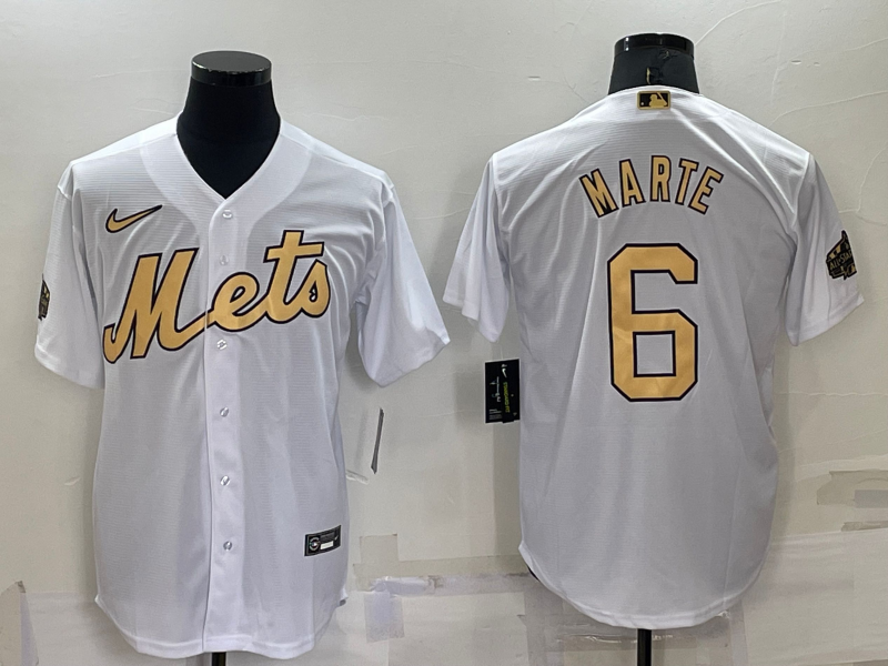 Men's New York Mets Starling Marte #6 White Baseball Jersey